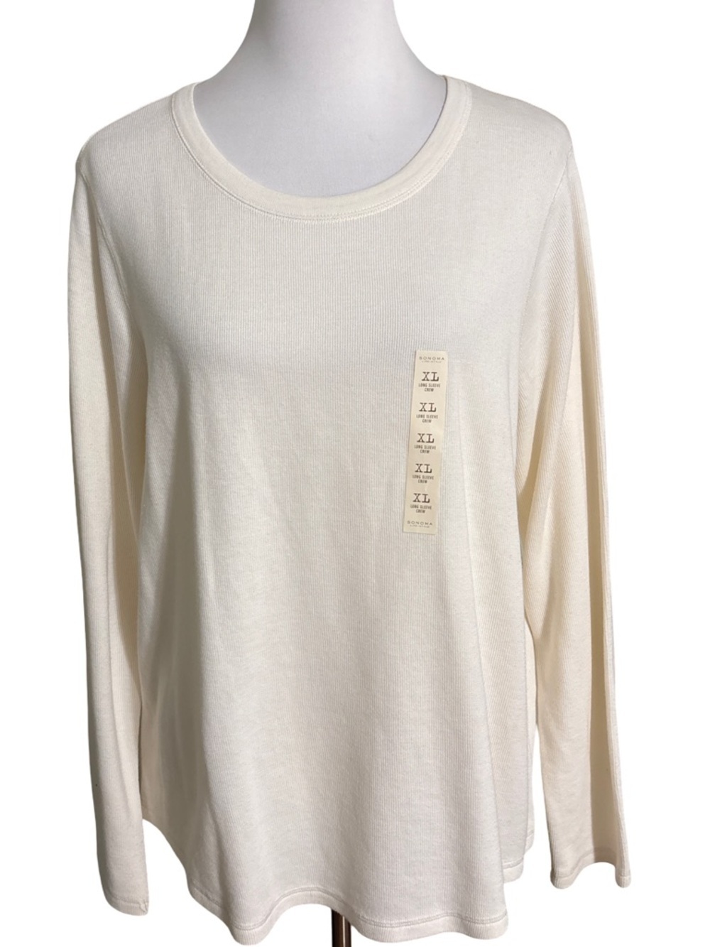 Sonoma Cream Knit Top Long Sleeve Crewneck